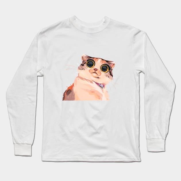 Stunned Cat Long Sleeve T-Shirt by Meg Jamie-Beth